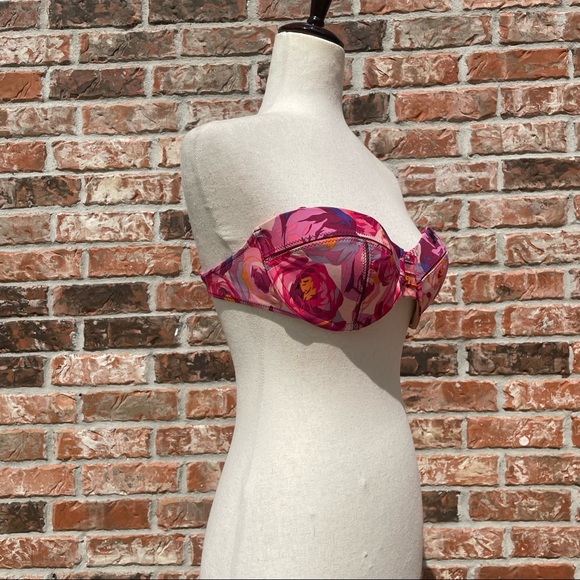 Nanette Lepore pink floral print strapless bikini top / L / Excellent condition - Picture 4 of 17